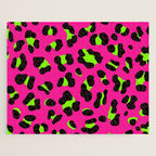 80s Neon Pink and Lime Green Leopard Jigsaw Puzzle Gallery Image 1