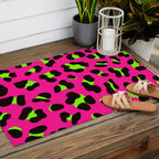 80s Neon Pink and Lime Green Leopard Outdoor Rug Gallery Image 2