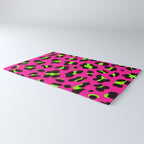 80s Neon Pink and Lime Green Leopard Rug Gallery Image 3