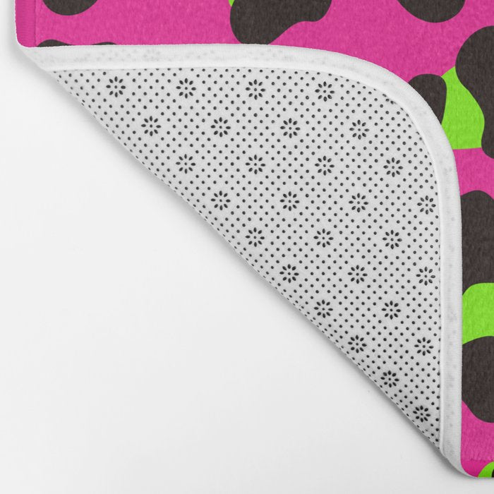 80s Neon Pink and Lime Green Leopard Bath Mat Gallery Image 2