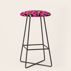 80s Neon Pink and Lime Green Leopard Stool Gallery Image 1