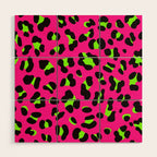 80s Neon Pink and Lime Green Leopard Wood Wall Art Gallery Image 1