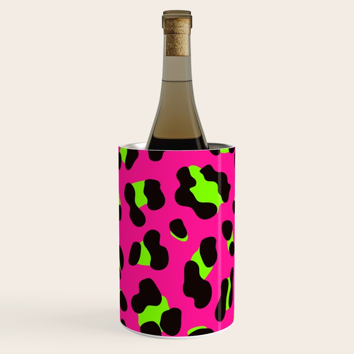 80s Neon Pink and Lime Green Leopard Wine Chiller Gallery Image 1