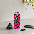 80s Neon Pink and Lime Green Leopard Water Bottle Gallery Image 4