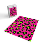 80s Neon Pink and Lime Green Leopard Jigsaw Puzzle Gallery Image 2