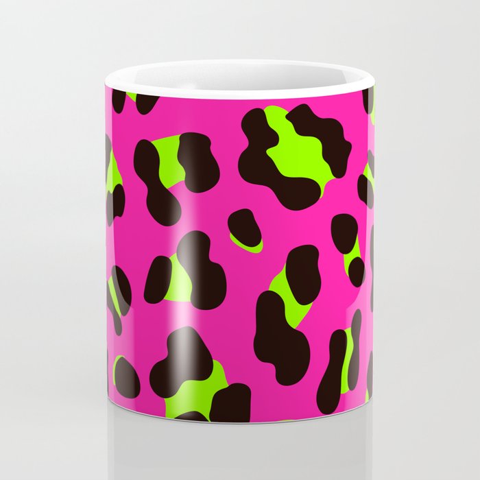 80s Neon Pink and Lime Green Leopard Coffee Mug Gallery Image 4