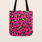 80s Neon Pink and Lime Green Leopard Tote Bag Gallery Image 1