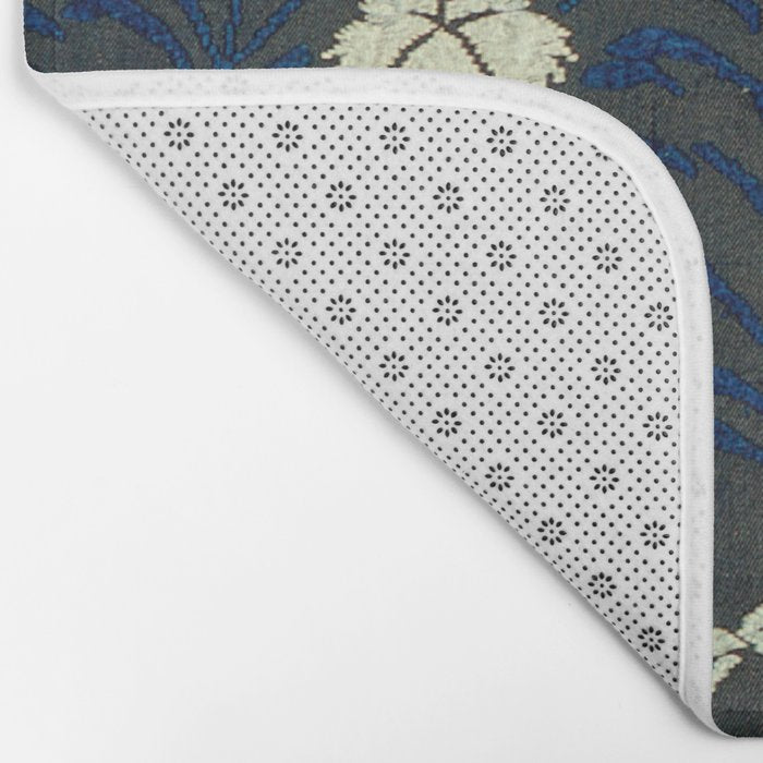 Antique White, Pink and Blue Floral Japanese Silk Print Bath Mat Gallery Image 2