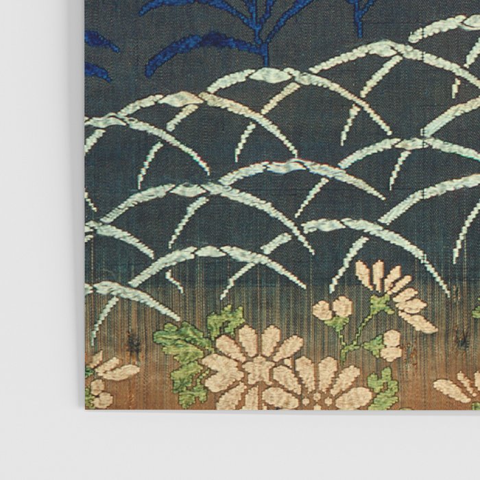 Antique White, Pink and Blue Floral Japanese Silk Print Poster Gallery Image 3