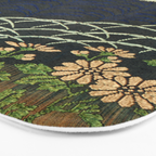 Antique White, Pink and Blue Floral Japanese Silk Print Bath Mat Gallery Image 3