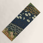 Antique White, Pink and Blue Floral Japanese Silk Print Yoga Mat Gallery Image 1