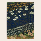 Antique White, Pink and Blue Floral Japanese Silk Print Poster Gallery Image 4