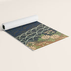 Antique White, Pink and Blue Floral Japanese Silk Print Yoga Mat Gallery Image 2