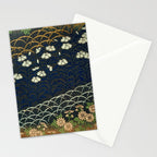Antique White, Pink and Blue Floral Japanese Silk Print Stationery Card Gallery Image 2