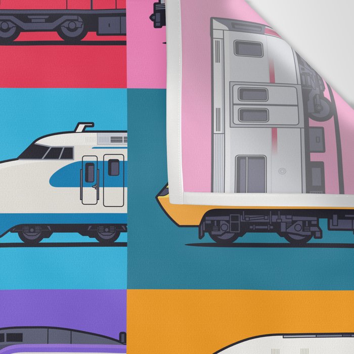 World Trains Grid Pattern Wall Tapestry Gallery Image 3