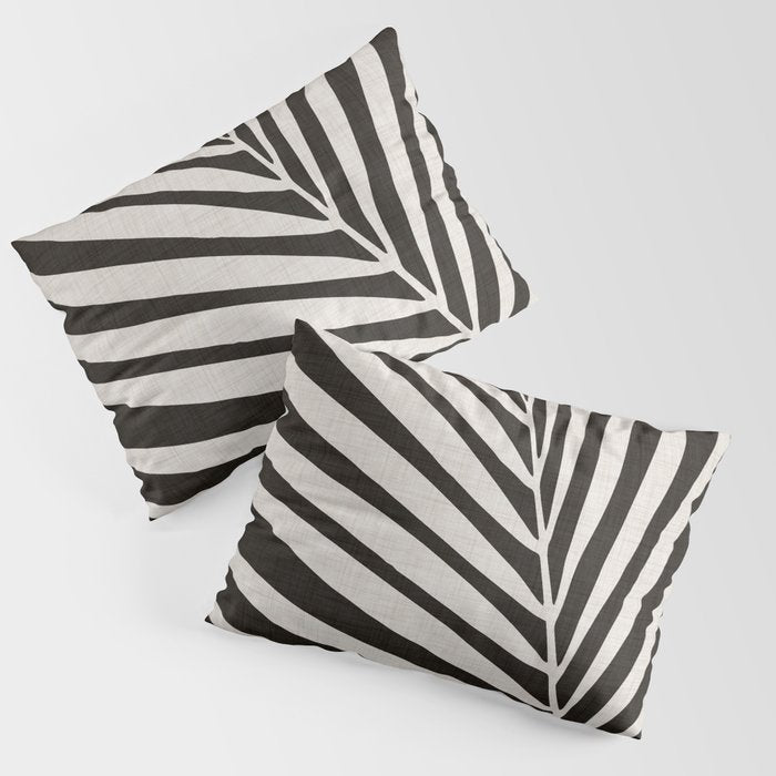 Black and White Palm Frond Pillow Sham Gallery Image 1