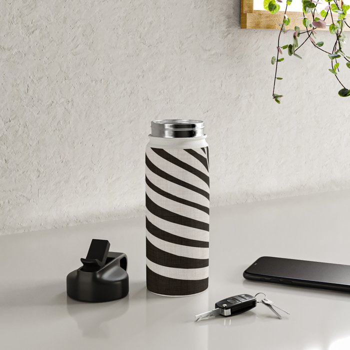 Black and White Palm Frond Water Bottle Gallery Image 5