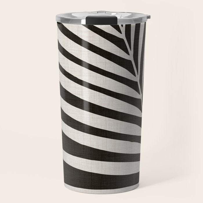 Black and White Palm Frond Travel Mug Gallery Image 1