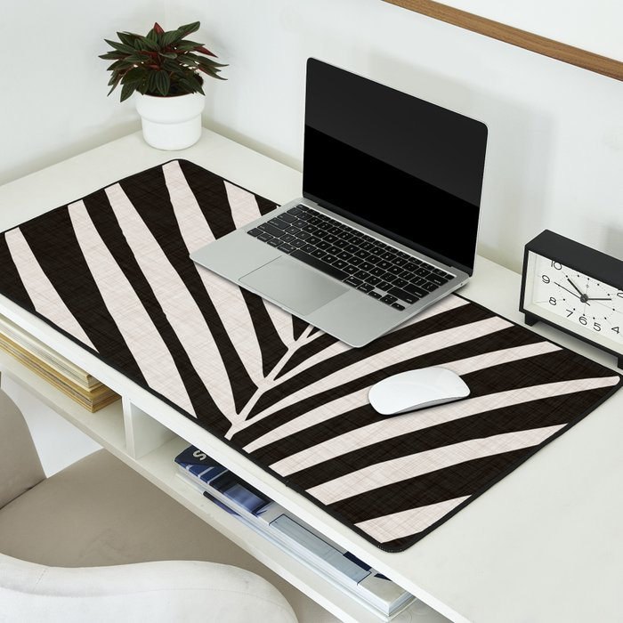 Black and White Palm Frond Desk Mat Gallery Image 2