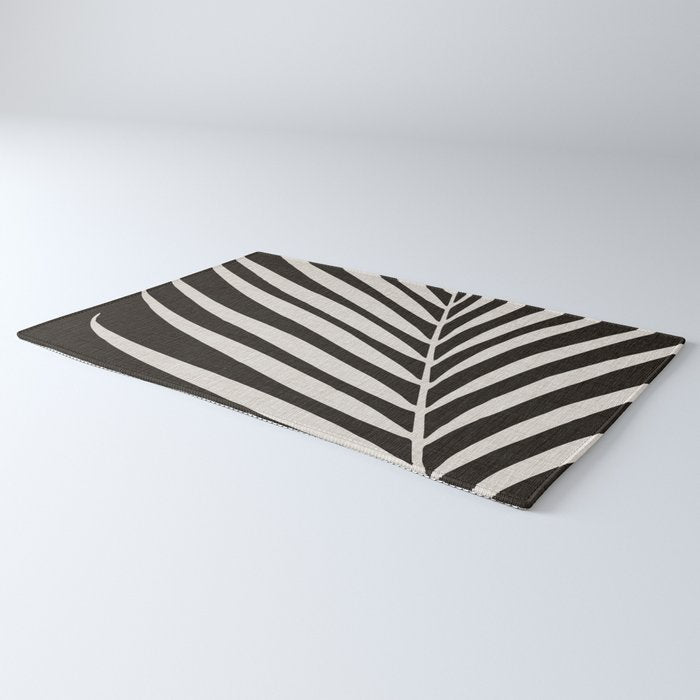 Black and White Palm Frond Rug Gallery Image 3