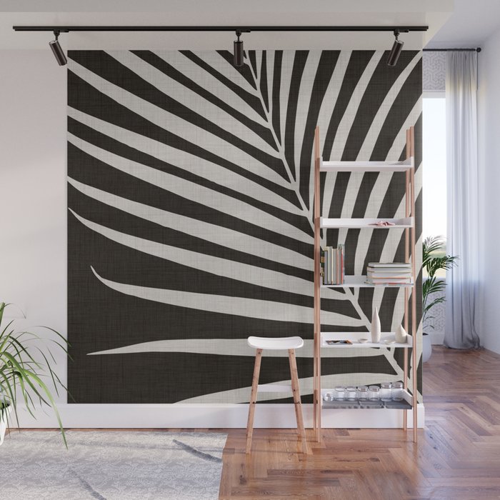 Black and White Palm Frond Wall Mural Gallery Image 1