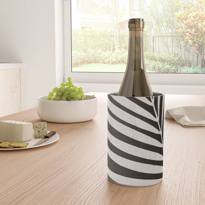 Black and White Palm Frond Wine Chiller Gallery Image 4