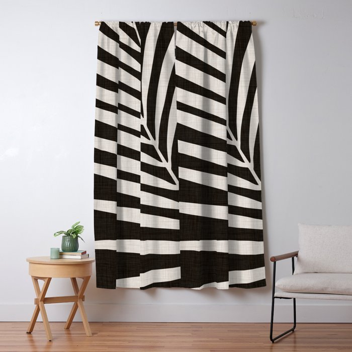 Black and White Palm Frond Window Curtain Gallery Image 1