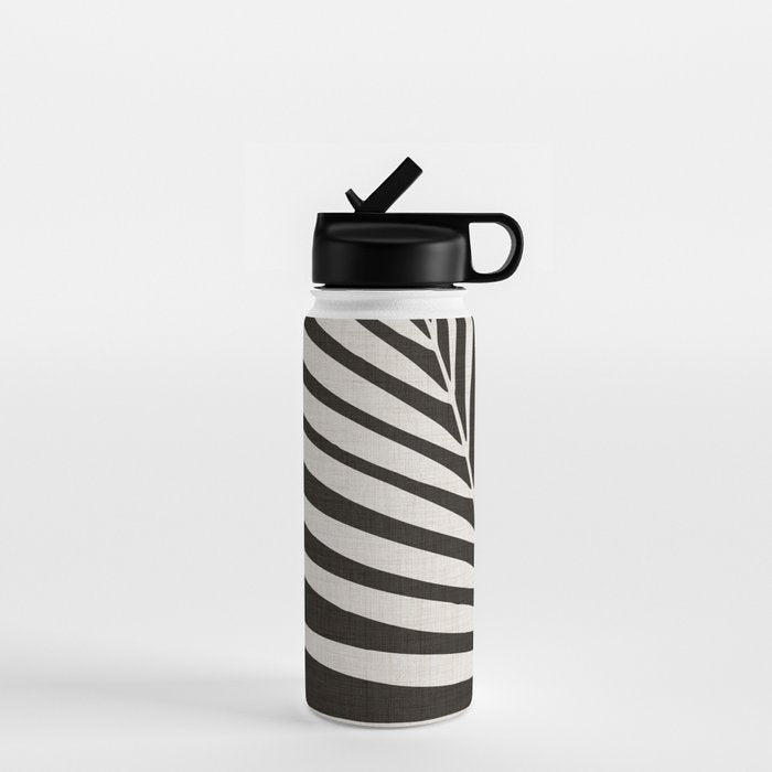 Black and White Palm Frond Water Bottle Gallery Image 1