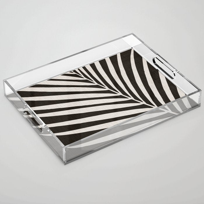 Black and White Palm Frond Acrylic Tray Gallery Image 1