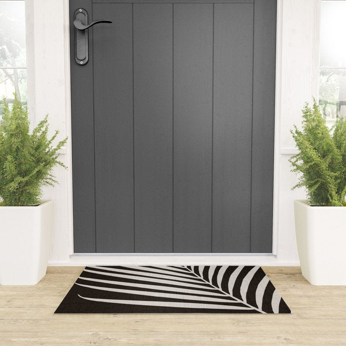 Black and White Palm Frond Welcome Mat Gallery Image 3