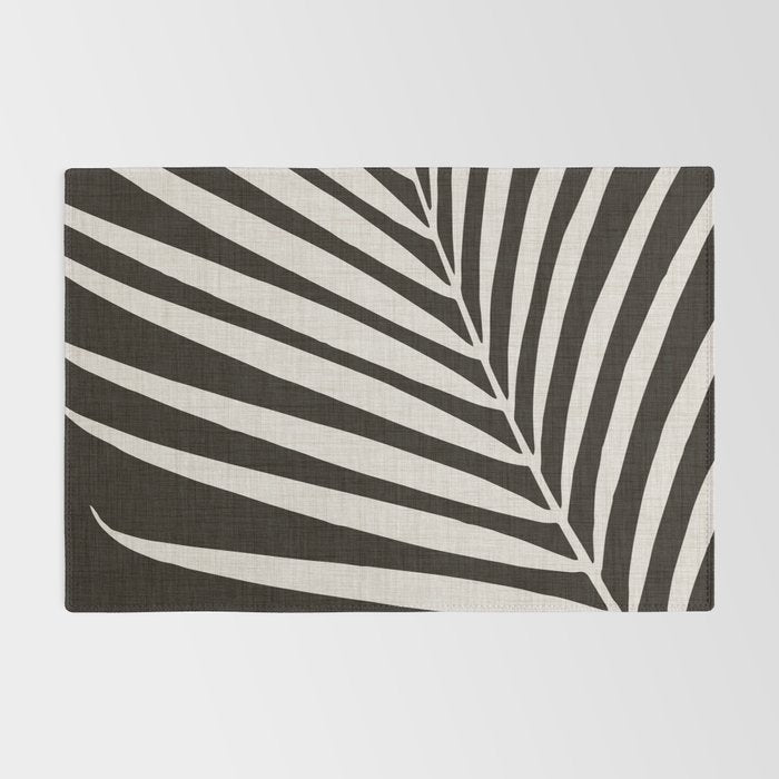 Black and White Palm Frond Rug Gallery Image 2