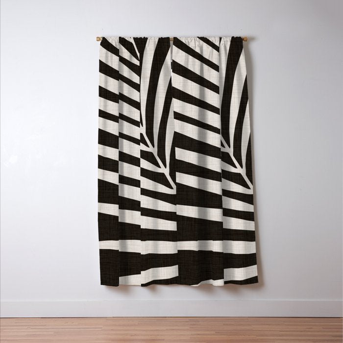 Black and White Palm Frond Window Curtain Gallery Image 3
