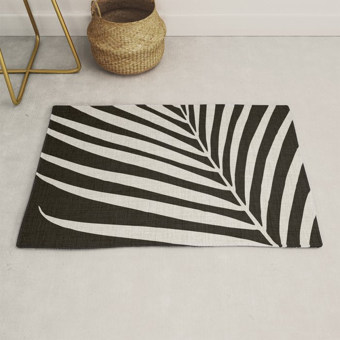 Black and White Palm Frond Rug Gallery Image 1
