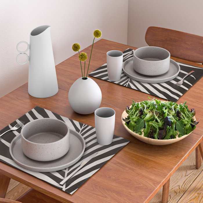Black and White Palm Frond Placemat Gallery Image 2