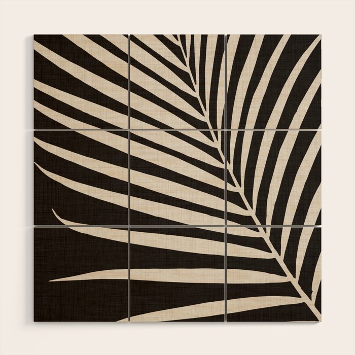 Black and White Palm Frond Wood Wall Art Gallery Image 1