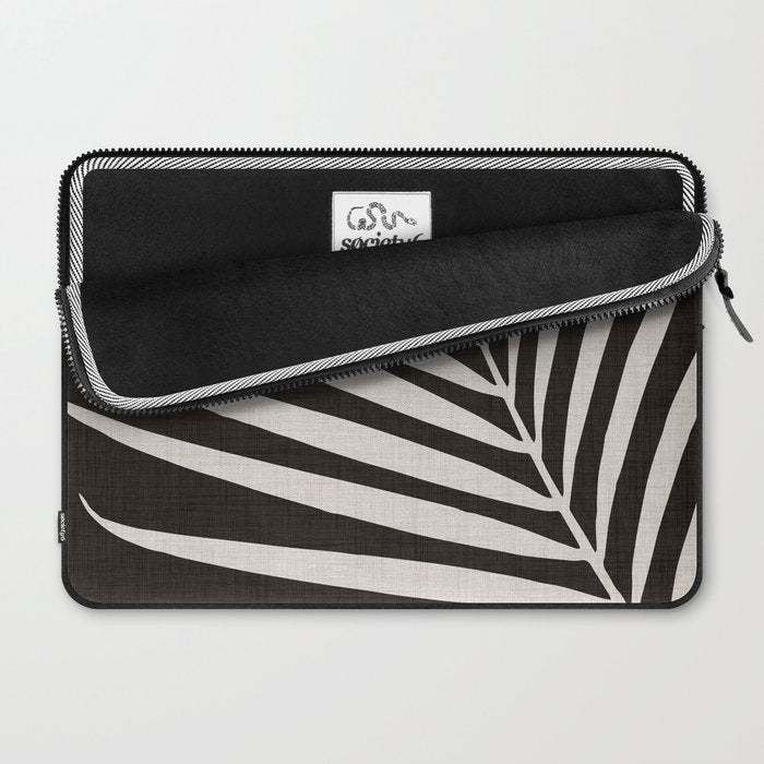 Black and White Palm Frond Laptop Sleeve Gallery Image 2