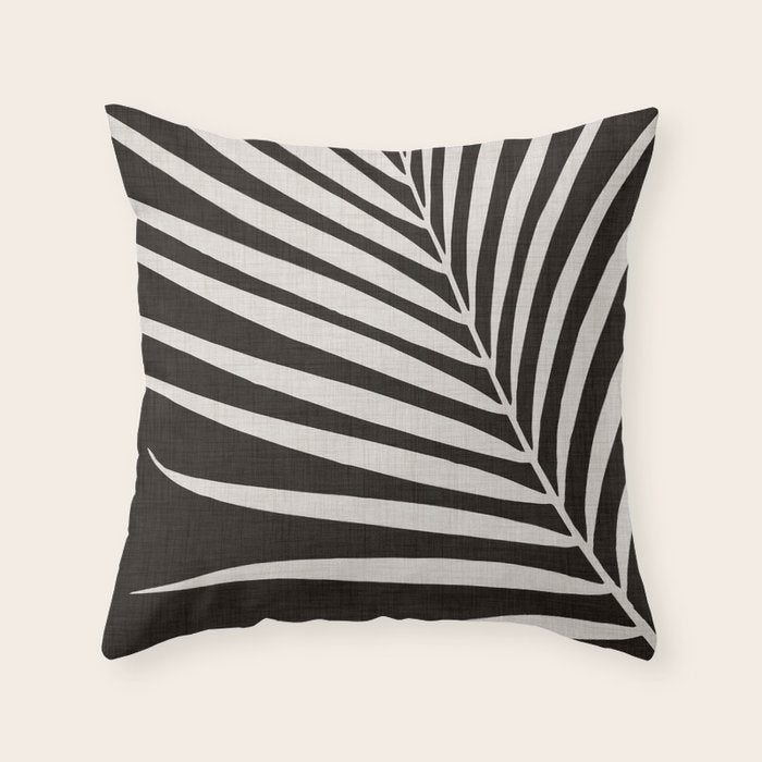Black and White Palm Frond Throw Pillow Gallery Image 6