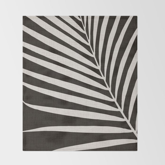 Black and White Palm Frond Throw Blanket Gallery Image 2