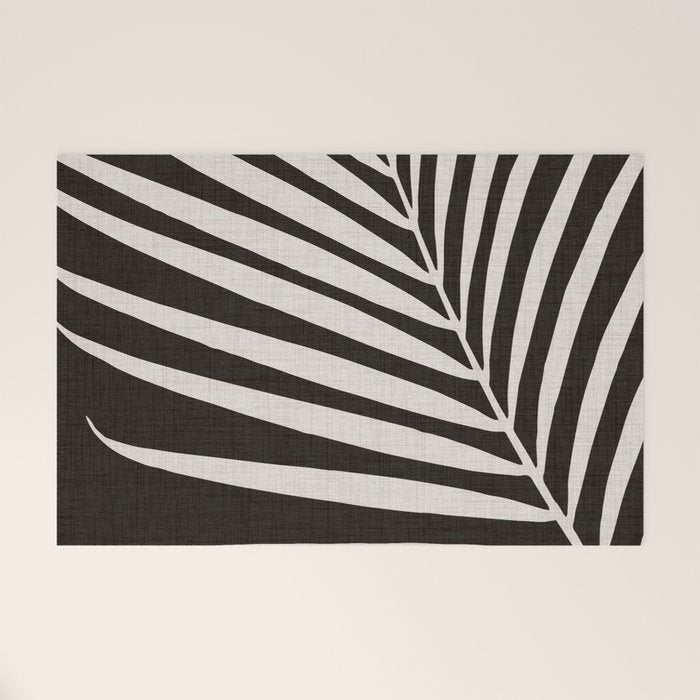 Black and White Palm Frond Welcome Mat Gallery Image 1