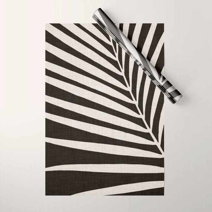 Black and White Palm Frond Wrapping Paper Gallery Image 1