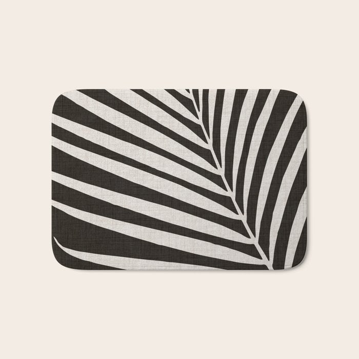 Black and White Palm Frond Bath Mat Gallery Image 1