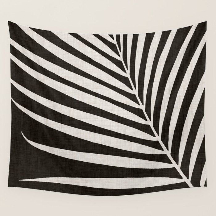 Black and White Palm Frond Wall Tapestry Gallery Image 4