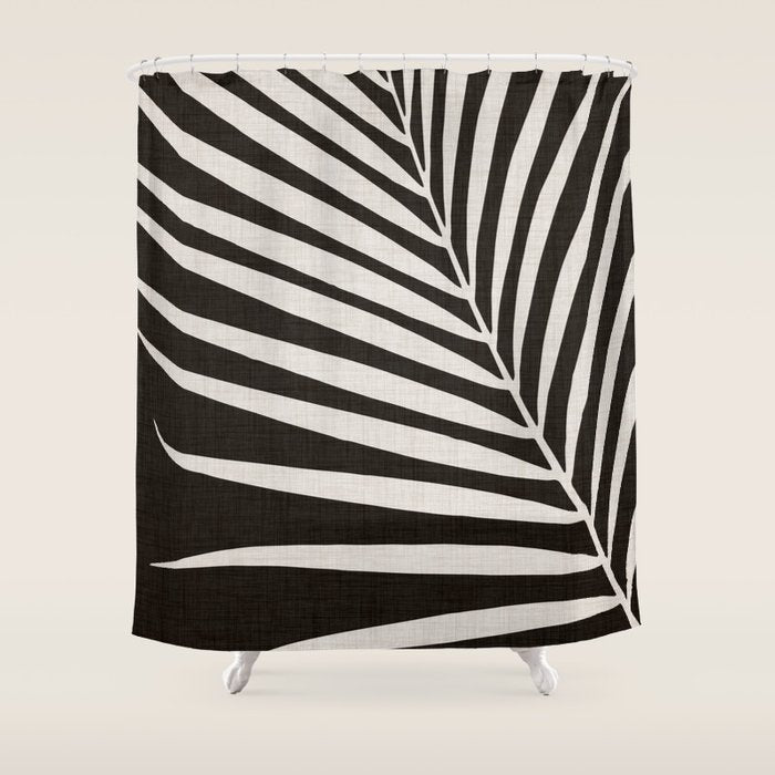 Black and White Palm Frond Shower Curtain Gallery Image 1