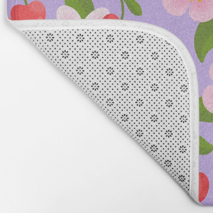 Cherry Pattern on Lavender Bath Mat Gallery Image 2