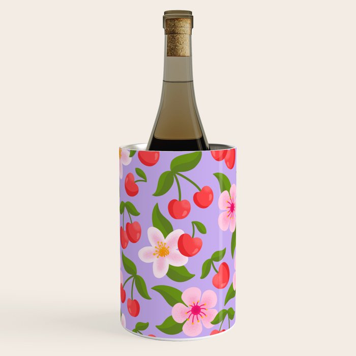 Cherry Pattern on Lavender Wine Chiller Gallery Image 3
