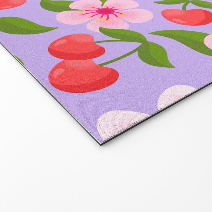 Cherry Pattern on Lavender Welcome Mat Gallery Image 2