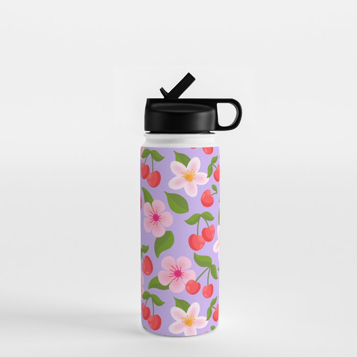 Cherry Pattern on Lavender Water Bottle Gallery Image 1