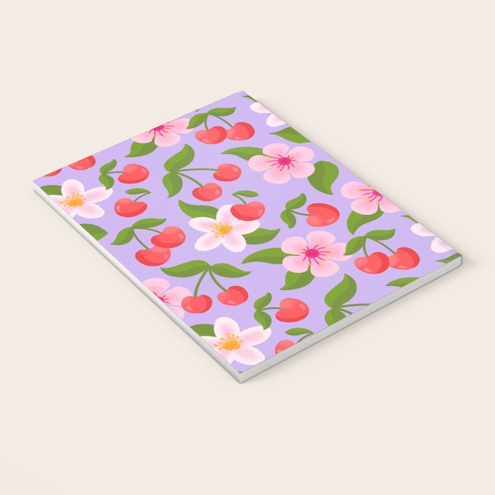 Cherry Pattern on Lavender Notebook Gallery Image 3