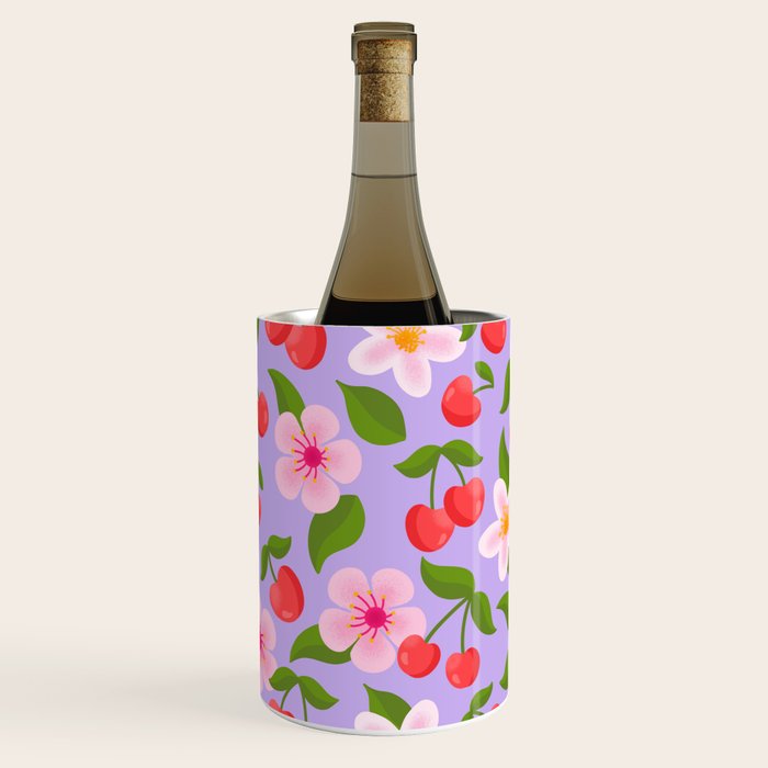 Cherry Pattern on Lavender Wine Chiller Gallery Image 1