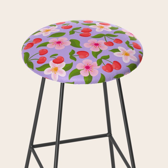 Cherry Pattern on Lavender Stool Gallery Image 2